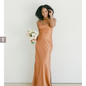 Revelry Terracotta Rust Skye Satin Bridesmaid Dress 10P